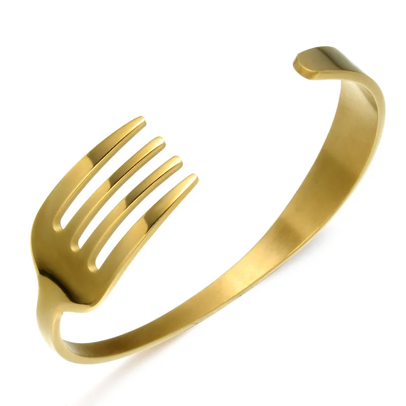 

European and American Stainless Steel Fork Western Tableware Open Bracelet