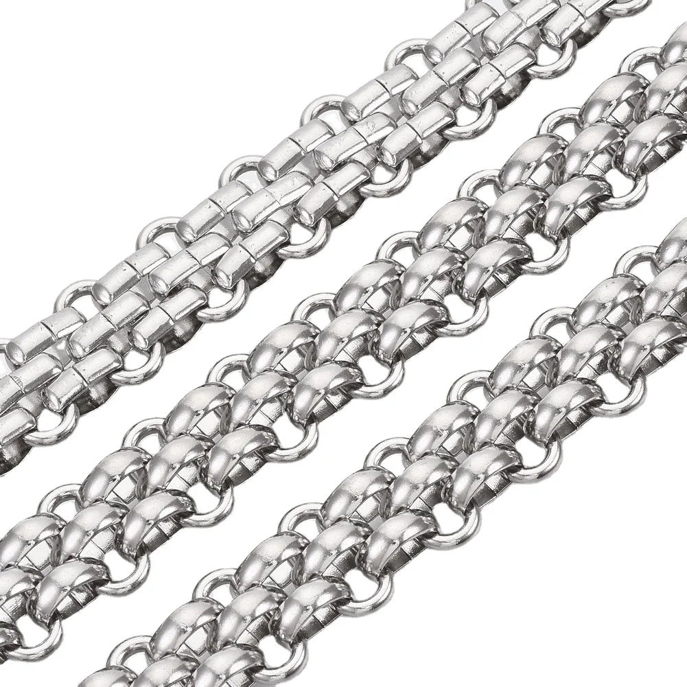 

PandaHall 304 Stainless Steel Unwelded Men Mesh Chains, Stainless steel color