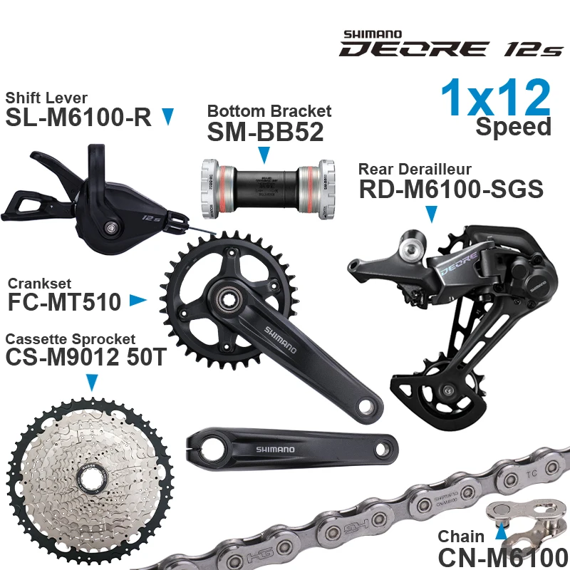 

SHIMANO DEORE M6100 m6000 1x12 Bicycle Parts Groupset with Shifter Rear Chain CRANKSET Bracket Cassette Sprocket group set kits