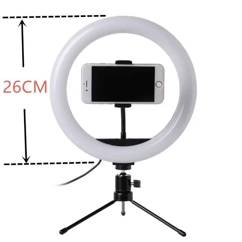 

wholesale table retractable 10 inch light ring light led with tripod stand for ladies makeup use or take photos for live use