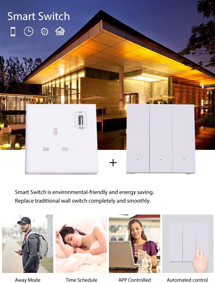 Zigbee Smart Light Switch, Button-Screen ,Wireless Remote,Timing Function,Overload Protection,No Hub Required (1 Gang) - ANKUX.COM