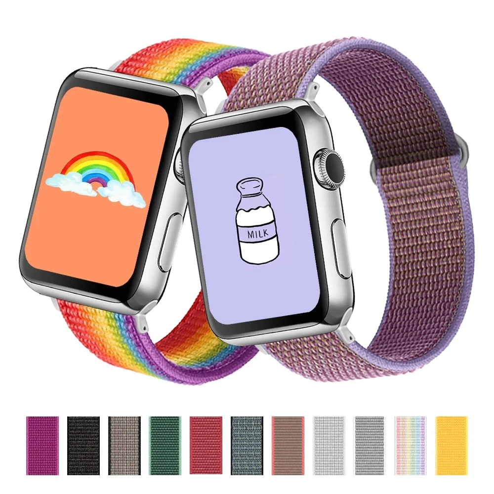 

for iWatch Series 4/3/2/1 Wholesale Multi Color Fastener Adjustable Strap Bracelet Nylon Woven Sport Watch Band, 42 colors