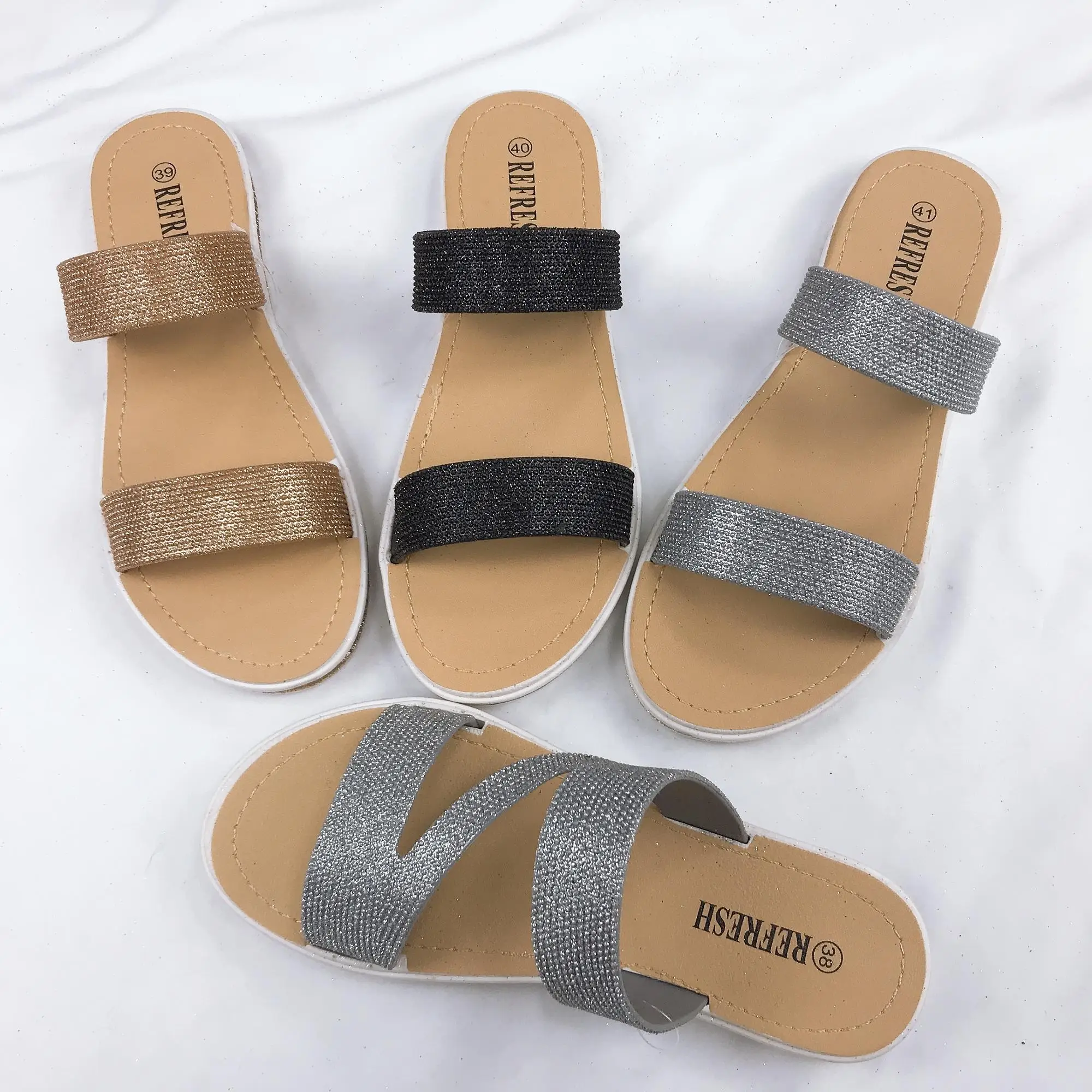 

2020 PVC Plastic Leather Casual Summer Slides Footwear Shoes Slippers Womens Sandals