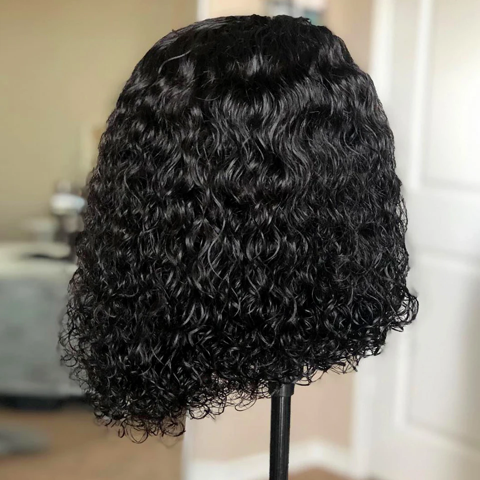 

Factory wholesale price 100% virgin cuticle aligned human hair wig curly bob lace front wig