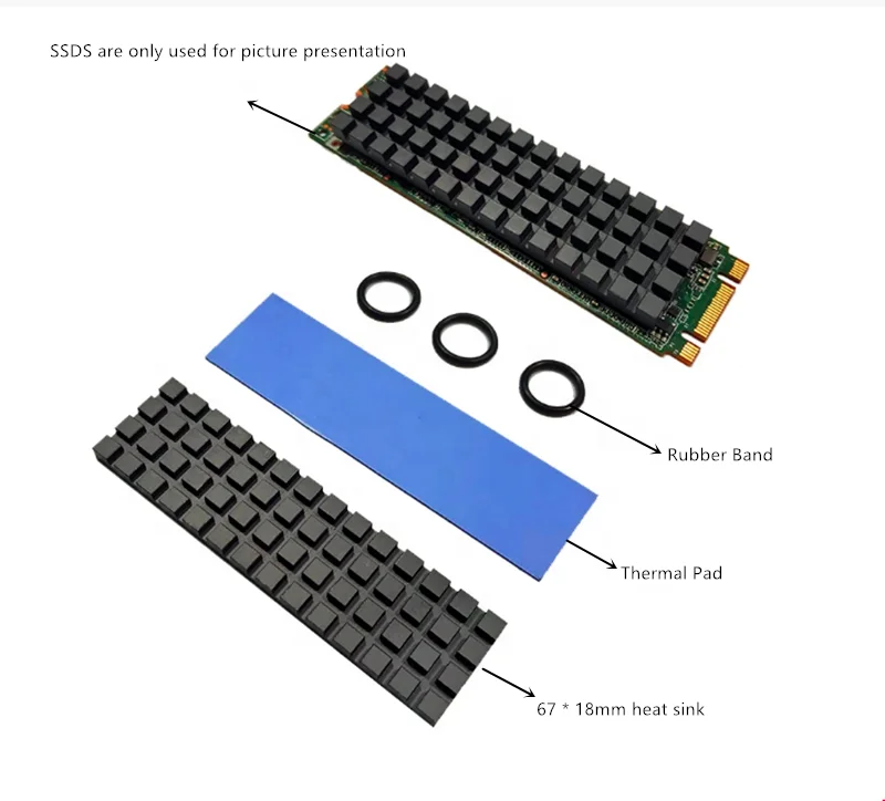 

Pure Copper Graphene Heatsink M.2 NGFF 2280 PCI-E NVME SSD Thermal Pad Cooler Radiator 0.5/1.5/2.0/3.0/4.0mm, Black