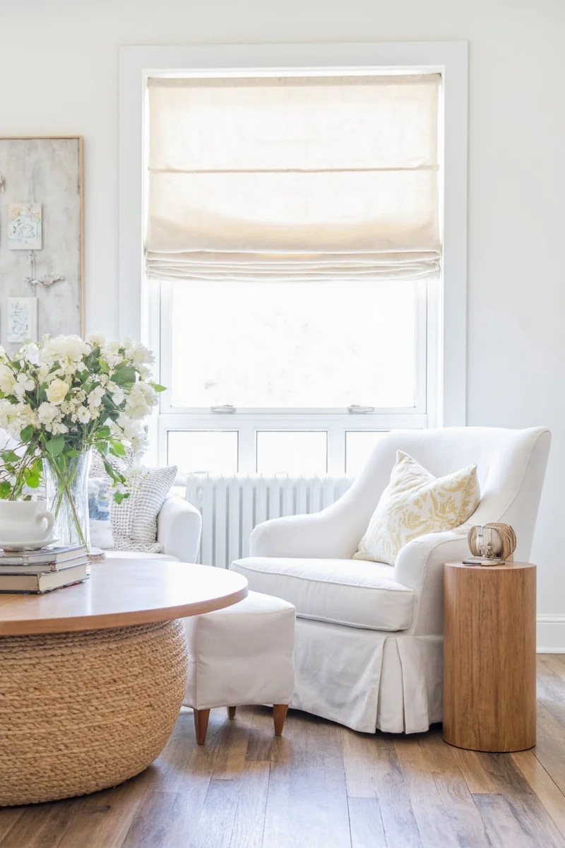 Comparison table of white slipcovers vs dark upholstery