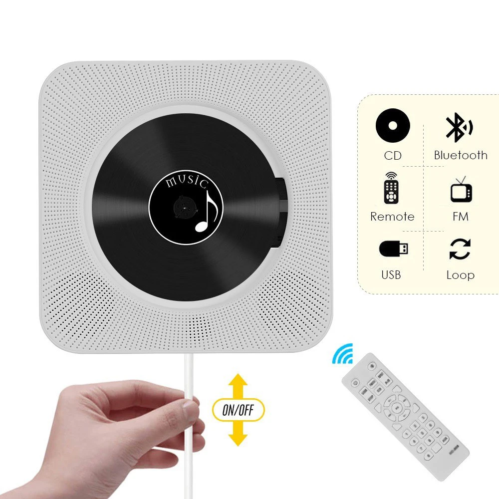 shenzhen hot selling wall mounted mp3 boombox portable CD player with BT output/FM/USB/AUX