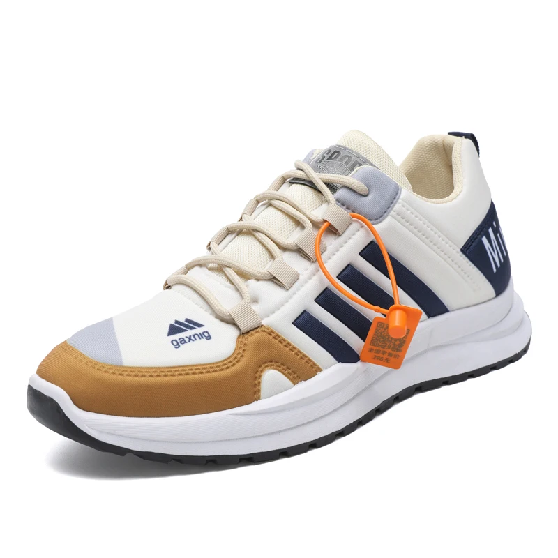 

High quality lace up custom logo zapatos men casual sport walking running shoes with bigger size, Black, white-blue, white-brown