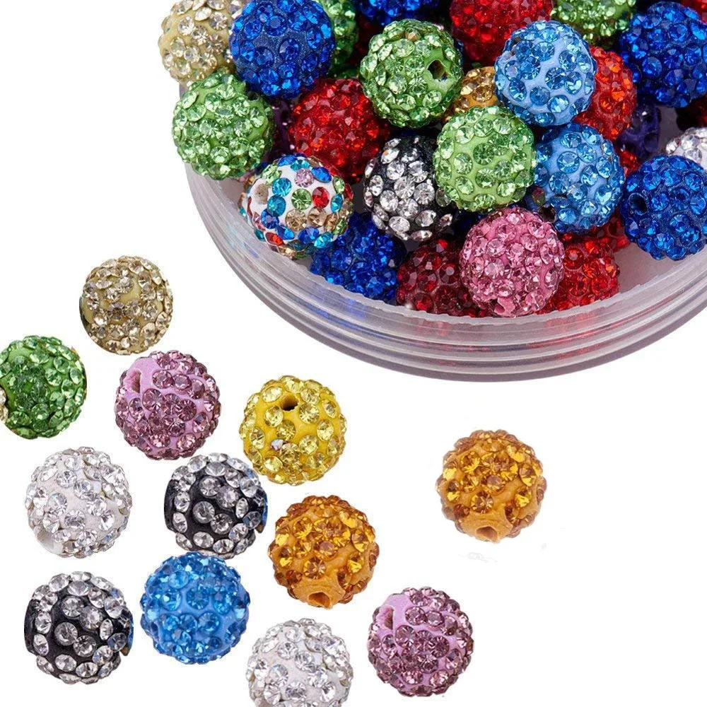 

OEM 10mm Disco Ball Clay Beads Mixed Color Polymer Clay Rhinestone Beads Round Charms for Jewelry Makings