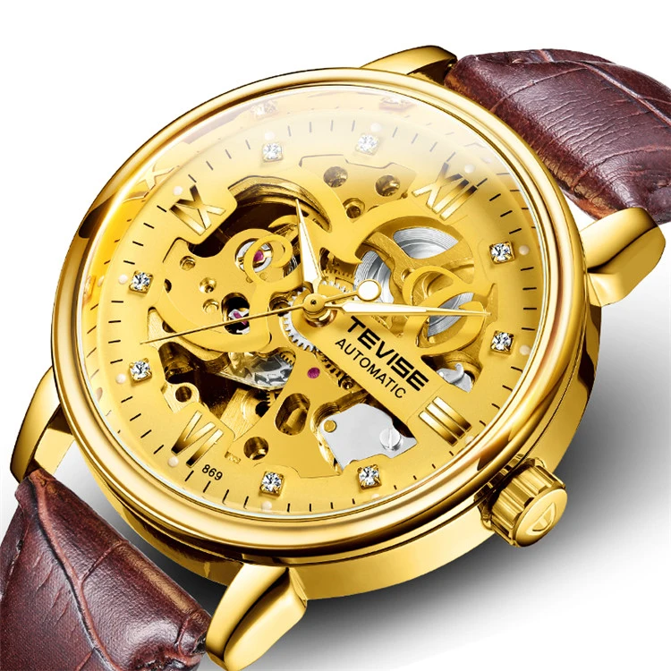 

Factory Wholesale Tevise Automatic Watch Men Use Mechanical Visible Waterproof Luxury Wrist Watch, Optional