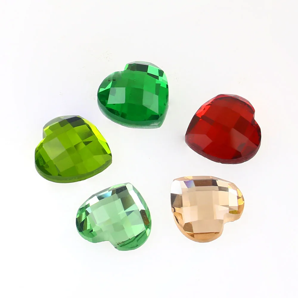 

12mm heart shape non hotfix rhinestone flatback glass beads for garmant