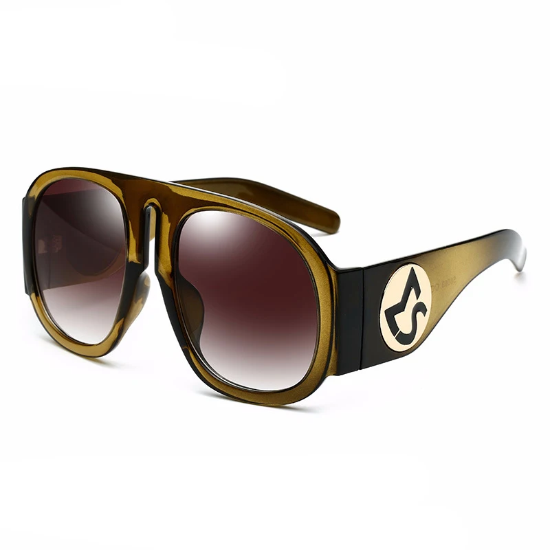 

HBK Luxury Celebrity Sunglasses Women Men Retro Oversized Oval Sun Glasses Hip Hop Style High Quality Big Frame Brown Gray Lens