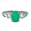 6x8mm lady's ring with cotton emerald mineral gem silver ornament platinum is non-allergic and non-fading
