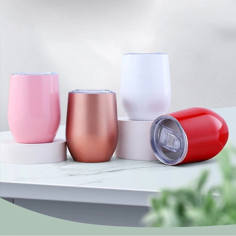 

European and American Eggshell Mug Vacuum Mug Stainless Steel Wine Beer Vacuum U-shaped Egg-shaped 12oz Egg Cup, Customized color