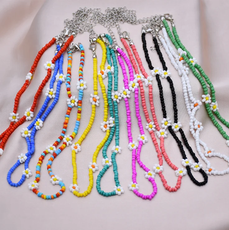 

2021 New Style Fashion Bohemia Beads Jewelry Sets Colorful Flower Choker Necklace Wholesale Accessories Jewelry Necklace