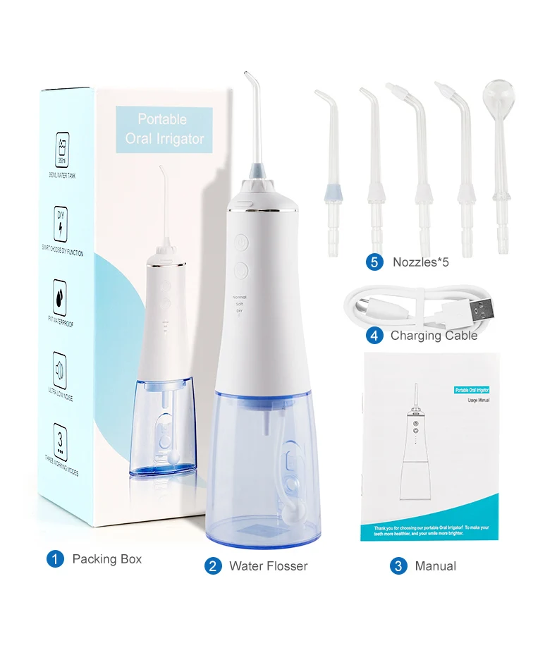 

USB Rechargeable 350ML Dental Water Jet Waterproof Cordless Teeth Cleaner Oral Irrigator