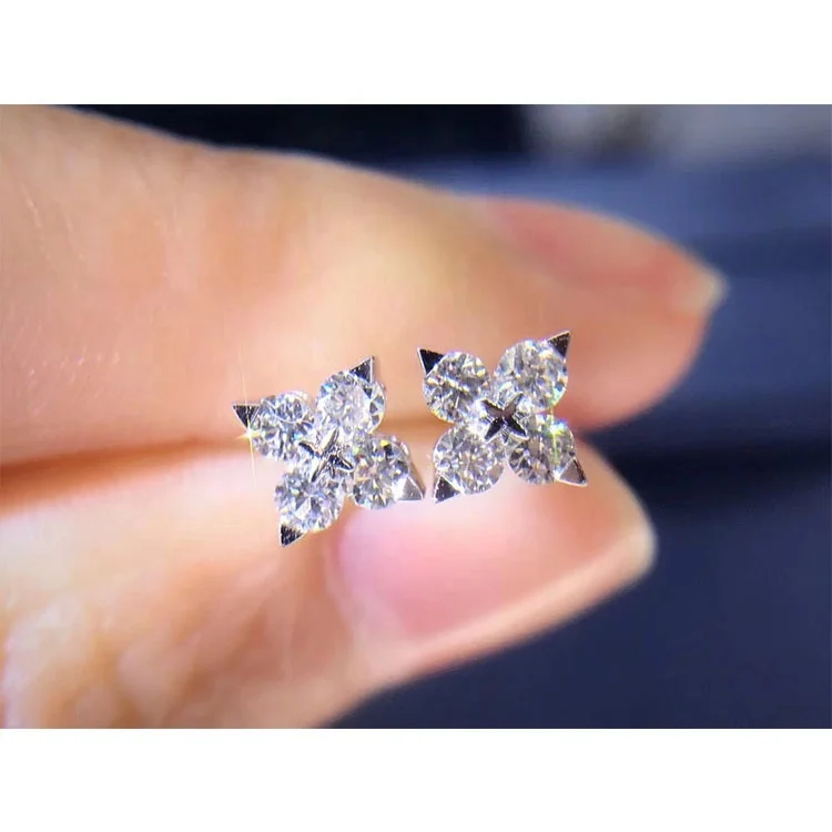

Simple Fashion Jewelry Handmade Round Cut White Clear Zircon Star Women Stud Earring Gift