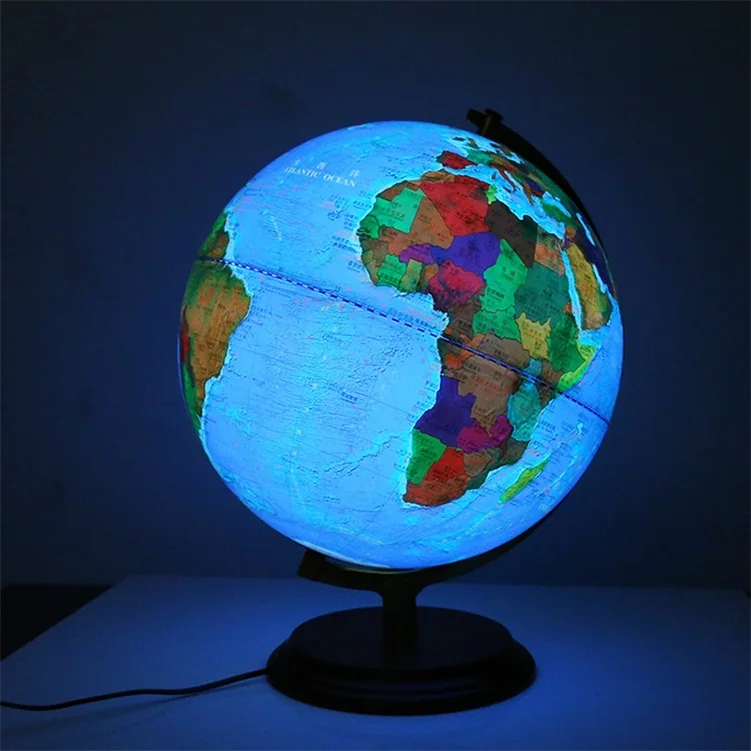 
High Grade 2 In1 Illuminated Mountain Districts World Globe map For Teaching And Decoration 
