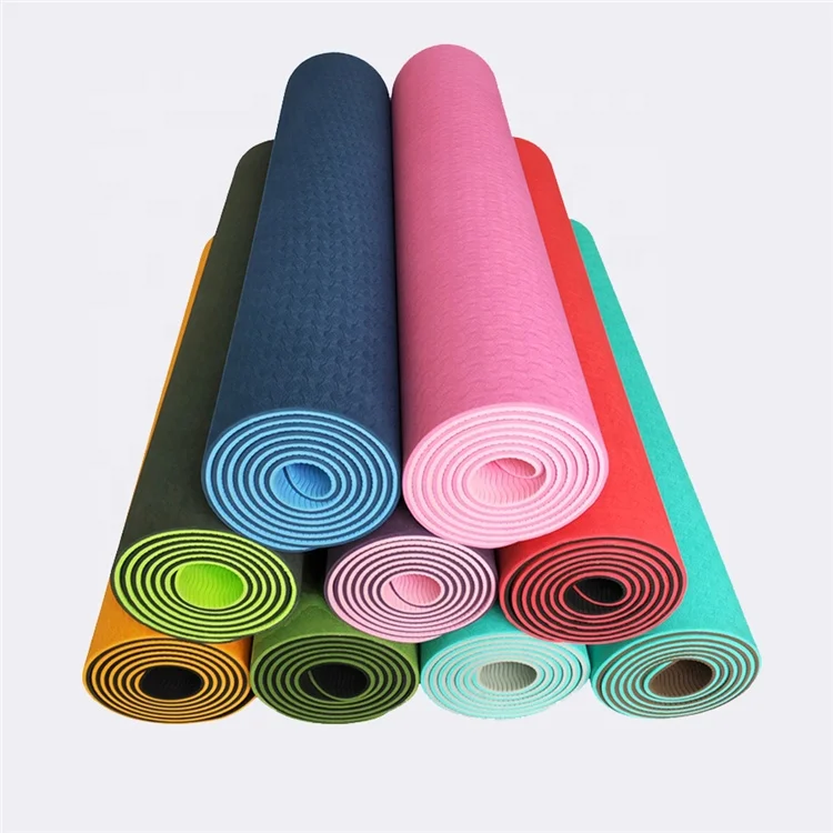 

Wholesale Hot Sale Custom Anti Slip Eco Friendly Double Layer TPE Fitness Yoga Mat 8MM Folding Yoga Mat, As picture