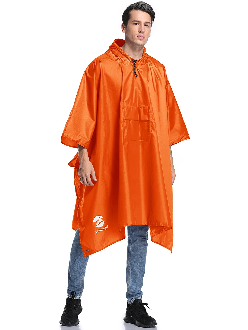 户外野营雨衣防水连帽涤纶雨衣为男性女性成人