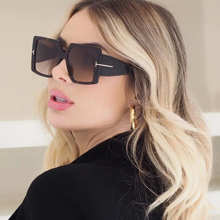 

Fashion Vintage T Logo Famous Branded Sun Glasses Square Polar Shades Ladies Luxury Designer Oversize Sunglasses For Women 2021, As show /custom colors