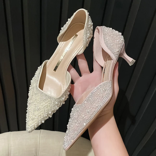 

Babouche Talon Sequin Summer and Spring Party Slip on Pumps Mule Heel Shoes