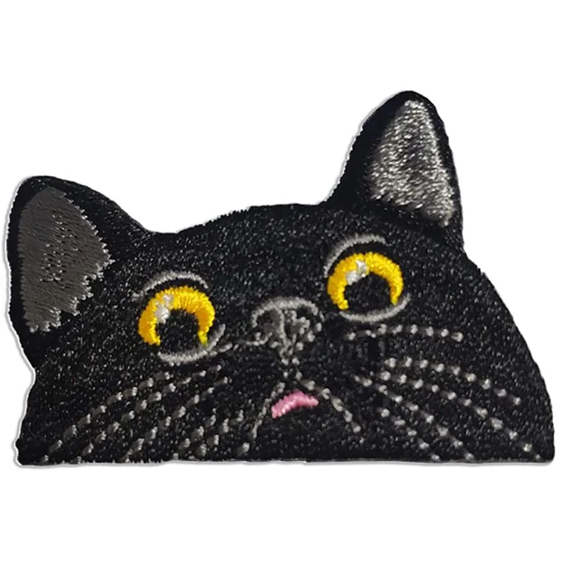 

Black Kitten Cat Apparel Accessories Clothing T-shirt Hats Bags Logo Custom Iron on Sew on Embroidered Patches