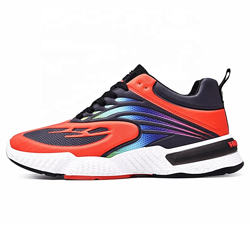 

2021 spring new men's color striped non-slip breathable casual sports shoes European and American large size wholesale, Red,white,blue
