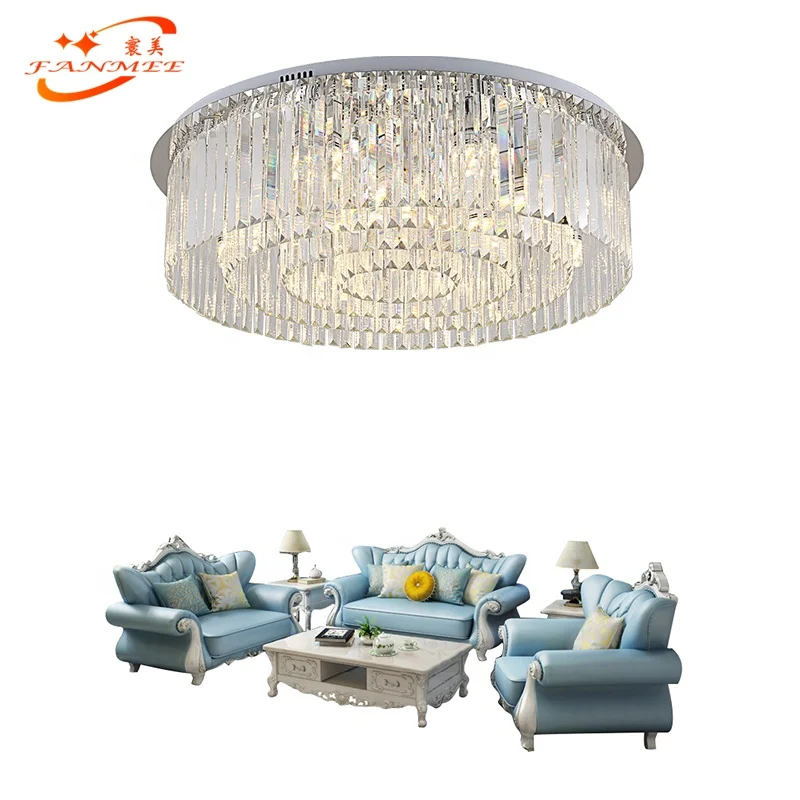 

Modern LED Crystal Ceiling Light Hotel Flush Mount Ceiling Lamp Round K9 Cristal Light Fixture for Living Dining Room Decoration, Gold / chrome finish