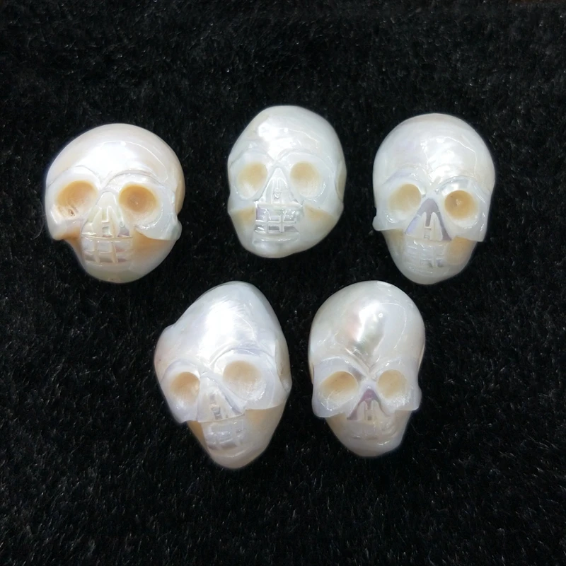 

Wholesale natural hand carved skull real freshwater pearls beads pearl beads 0.8mm full holes jewelry for necklace making, Multi