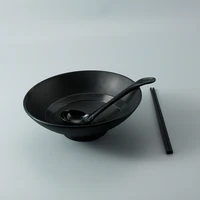 

Japanese style restaurant matte black melamine bowl set 100% A5 melamine large ramen soup noodle bowl