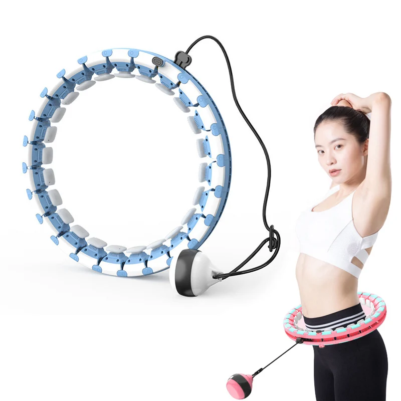 

Fitness Weight Loss Massage Auto-Spinning Hula Ring 24 Detachable Knots Adjustable Weighted Hoola Hoops