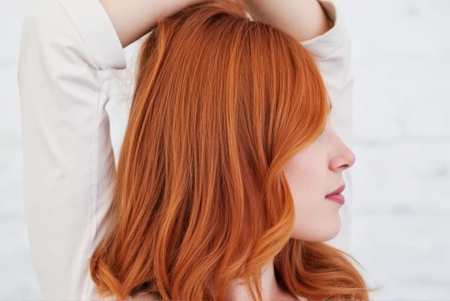Close-up comparison of light ginger hair color swatches showing subtle variations from pale copper to golden-red tones on different skin tones
