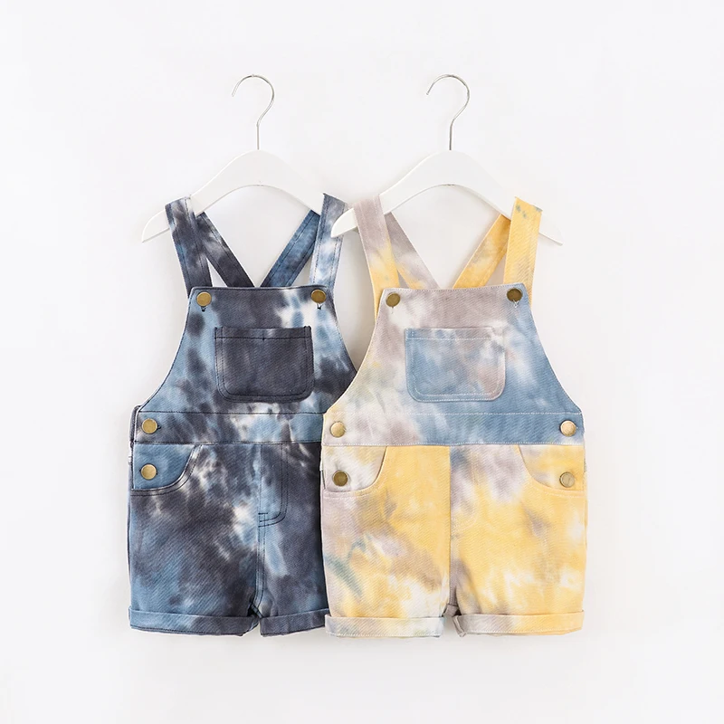 

2021 Summer Latest Tie Dye Design Kids Baby Boys Tie Dye Short Overalls Children's Casual Trousers All-Match Romper