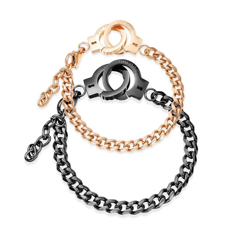 

HongTong Hot Selling Simple Fashion Men And Women Hand Ornaments Personality Versatile Stainless Steel Handcuffs Couple Bracelet, Picture shown