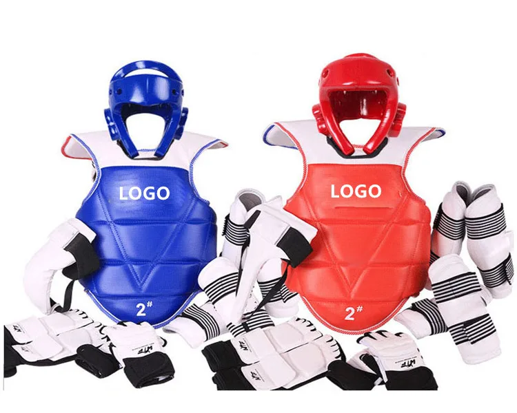 

High Quality Custom Logo Taekwondo Body Protector Sparring Gear Equipment Full Set, Red,blue