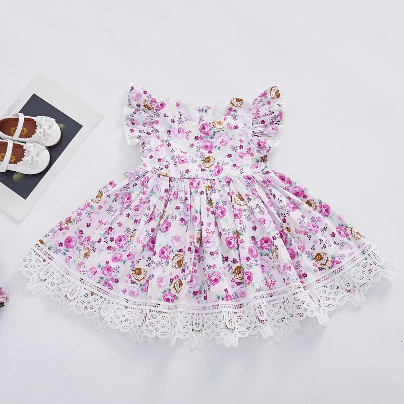 

Baby clothes custom casual party summer vintage floral dress for baby, Multi colour options