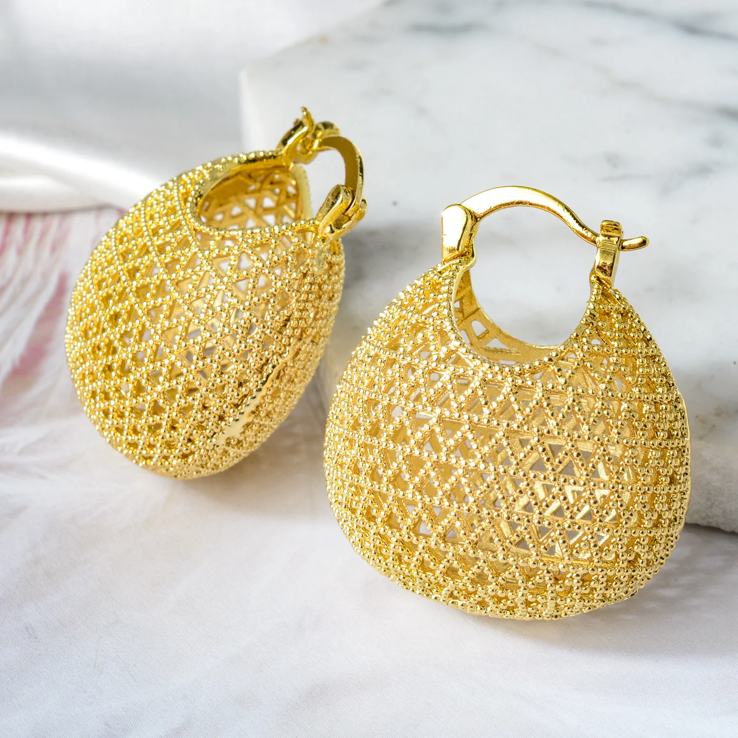 

African hot sale high quality copper Women wedding party big gold plated women earring, 14k gold plated