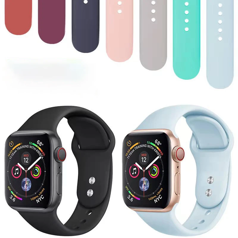 

BOORUI Silicone band for apple watch series 6 bands 44mm 42MM 40MM 38MM Smart Watch Bands for iwatch, Pure color series