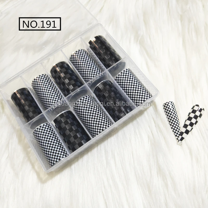 

NO. 191 2021 Latest Factory Wholesale chess board foil Nail Art Transfer Sticker Nail Foil, Customers' requirements