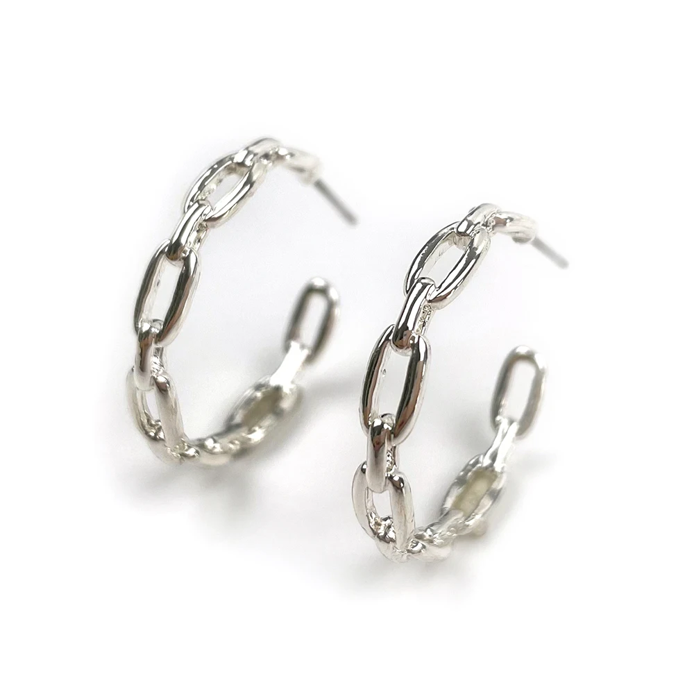 

KITI High Quality Vintage Statement 25mm Link Chain Hoop Earrings Circle Hoops Earrings