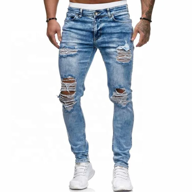 

LW Z0006 Hot sale washed jean low waist skinny ripped men's blamk jeans homme fashion