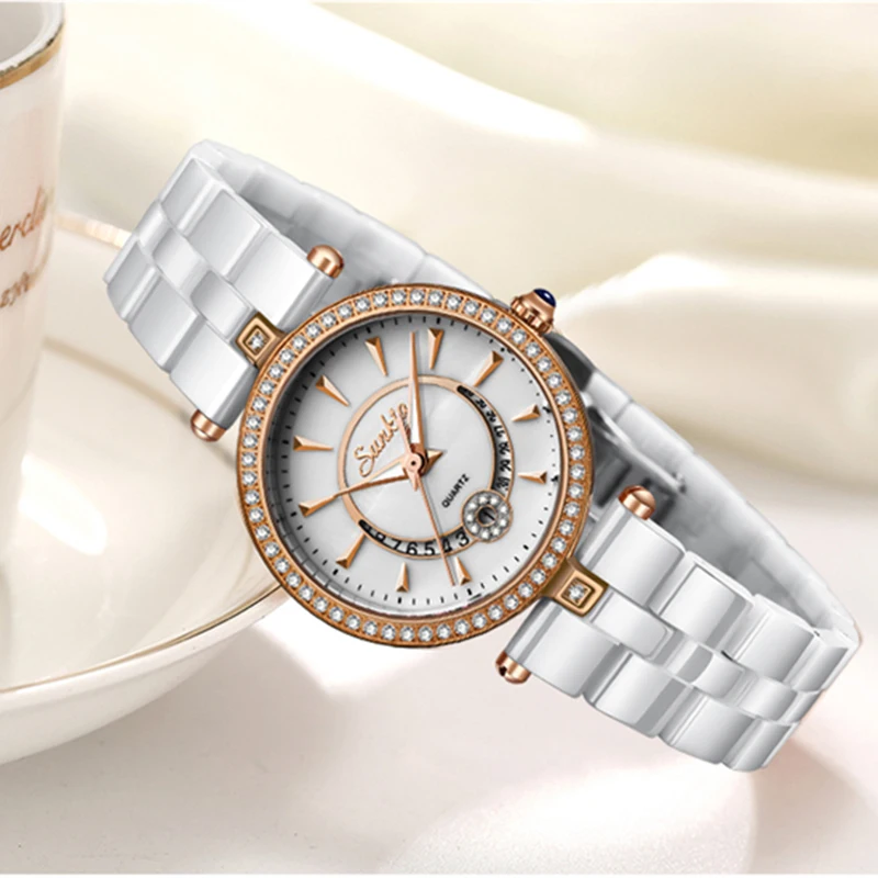 

SUNKTA Quartz Women Watches Ceramics Watches Women Top Luxury Brand Ladies Boutique Bracelet Watch Female clock Reloj De Dama