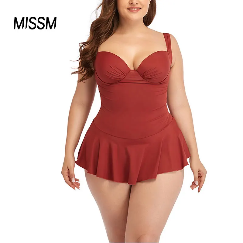 

MISSM new fashion ruffle modest halter bikini plus size swimwear