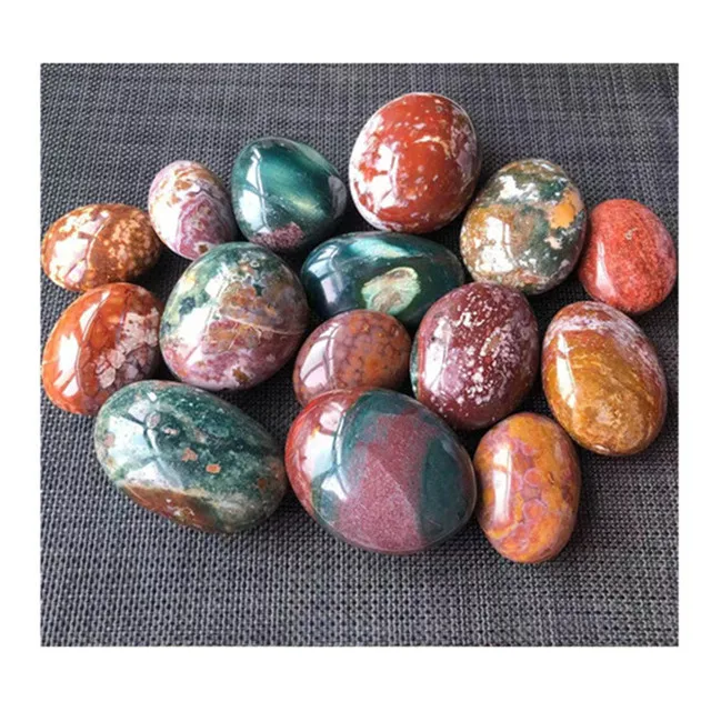 

New arrivals natural polished ocean jasper crystal palm stone for healing reiki