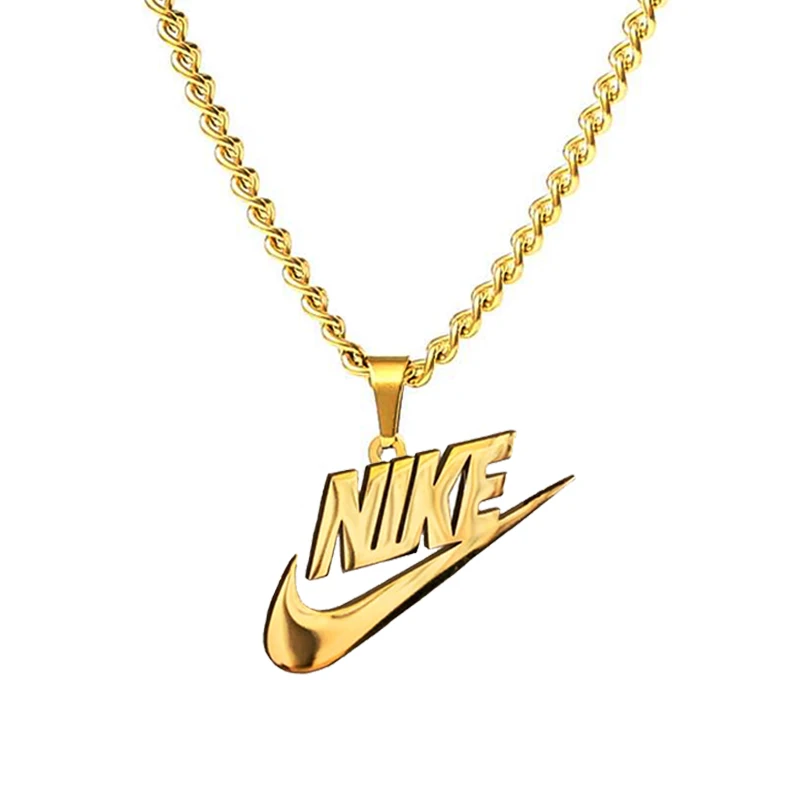 
Urban street style stainless steel swoosh pendant necklace tick necklaces personalized gold customized name necklace 