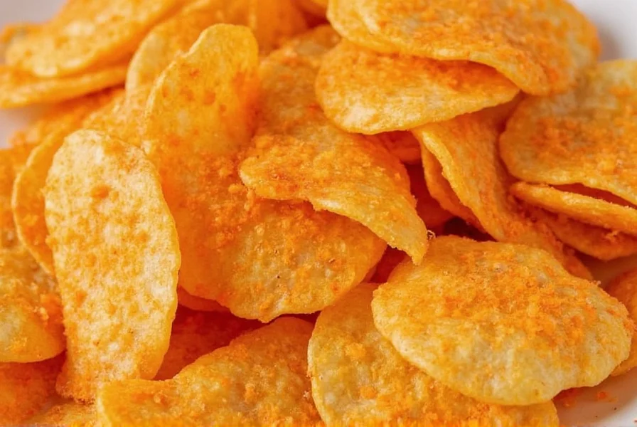 Close-up photo of Trader Joe's Ghost Pepper Chips showing vibrant orange seasoning on golden kettle-cooked potato chips