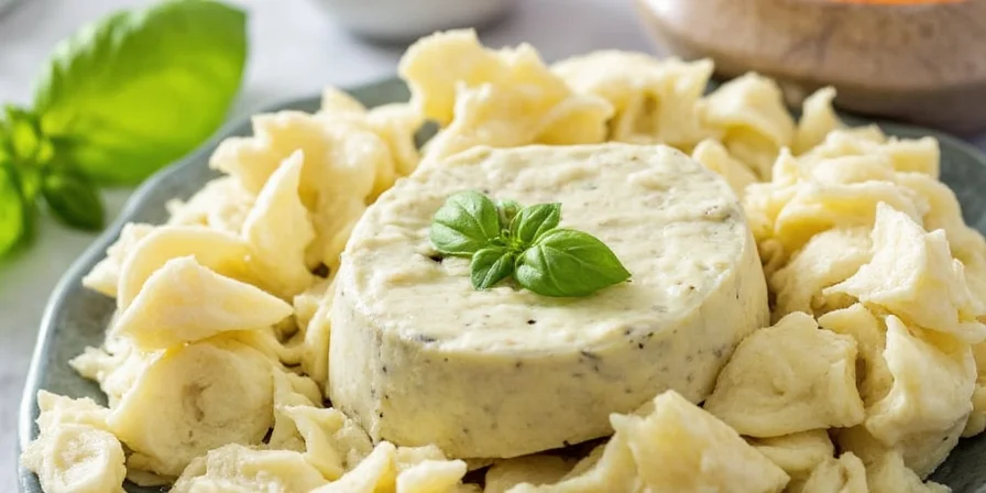 Side-by-side comparison of basil cheese and regular cheese on a plate