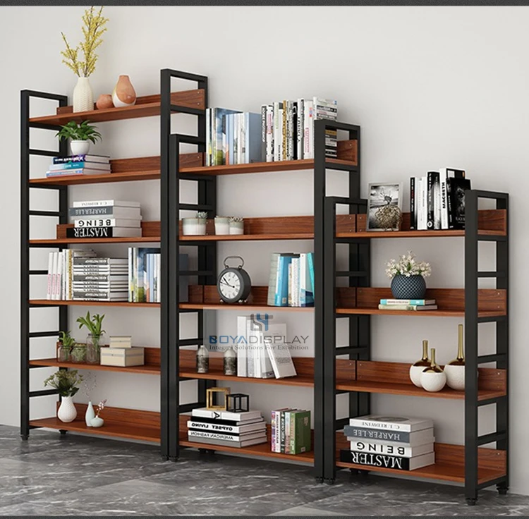 Promotional Price job library wall furniture wooden metal book shelf bookcase cabinet for sale