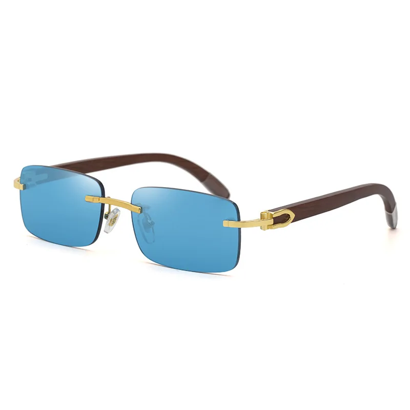 

High-end luxury men's white pure natural buffalo horn sunglasses retro rimless square glasses anti-UV sunglasses